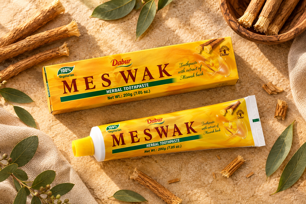 Dabur Meswak flat lay