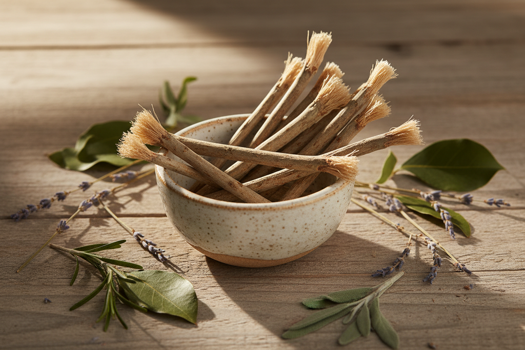 Miswak in Ceramic Bowl